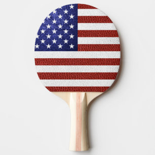 Vlag van de V.S. van het Leer van Faux de Rode Tafeltennisbatje