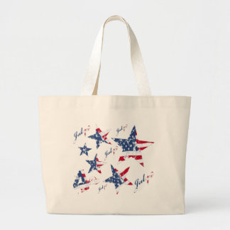 Vlag van de Verenigde Staten bij grunge Stars Grote Tote Bag