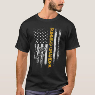 Vlag van de Verenigde Staten die opa Runner Silh T-shirt