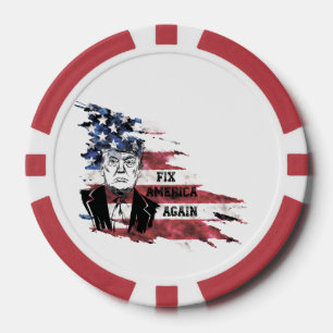 Vlag van de Verenigde Staten, Donald Trump. Poker Chips