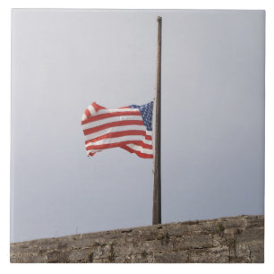 Vlag van de Verenigde Staten halfstok (VS) Tegeltje
