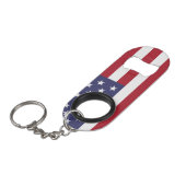 Vlag van de Verenigde Staten Sleutelhanger Flessenopener (Voorkant Gekanteld)