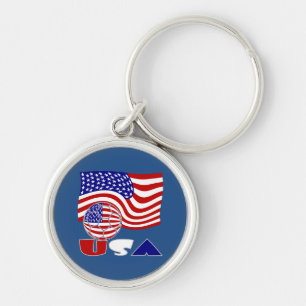 Vlag van de Verenigde Staten USA Voetbal Blauwe Ac Sleutelhanger