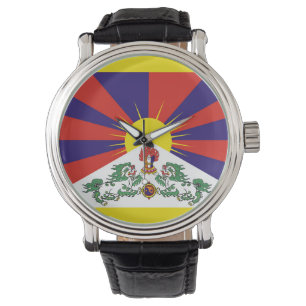 Vlag van de vlag van Tibet of Snow Lion Horloge