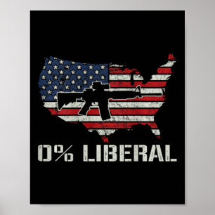Vlag van de VS 0% liberaal - Grappige Republikeins Poster