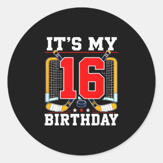 Vlag van de VS 16e verjaardag hockeyspeler 16 jaar Ronde Sticker