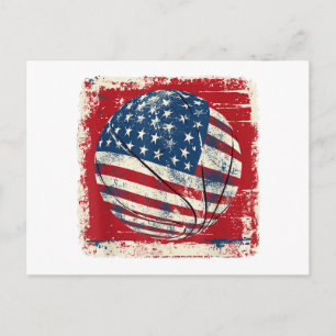 Vlag van de VS 4 juli basketbal Feestdagenkaart