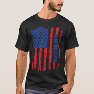 Vlag van de VS Amerikaans Amerika Zwemteam Zwemmer T-shirt