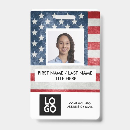 Vlag van de VS Amerikaanse aangepaste foto naam we Badge (Voorzijde)