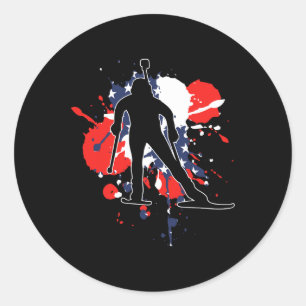 Vlag van de VS Biathlonist - Amerikaanse Biathlon Ronde Sticker