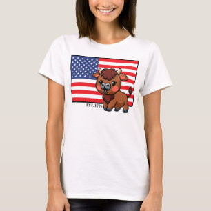 Vlag van de VS bij Bison EST 1776 T-shirt