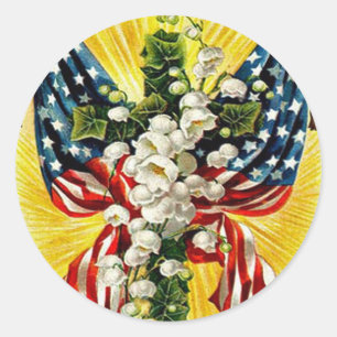 Vlag van de VS Christelijk kruis Duif Lelietje-van Ronde Sticker