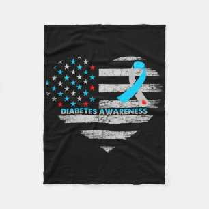 Vlag van de VS Diabetes Bewustzijn Hart Familie On Fleece Deken