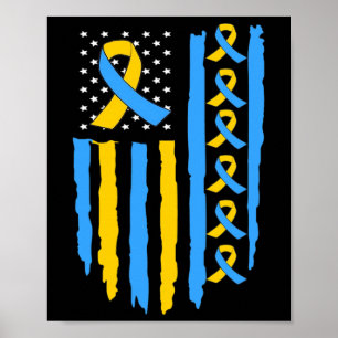 Vlag van de VS Down Syndroom Bewustzijn Papa Mama Poster