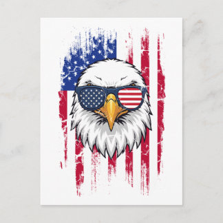 Vlag van de VS en Amerikaanse zeearend grunge Briefkaart