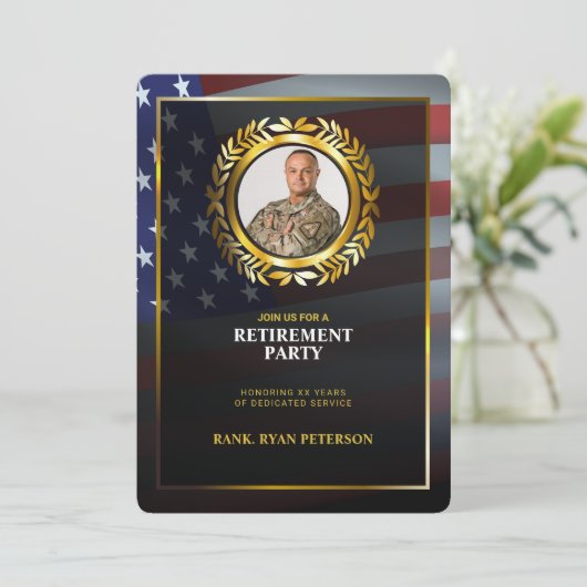 Vlag van de VS | Gouden Lauwerblad | Luxe Pensione Kaart (Staand voorkant)