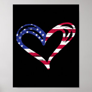 Vlag van de VS Hart Amerikaanse Patriottische Stri Poster
