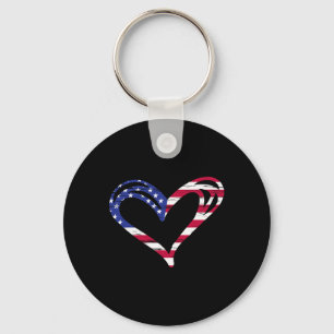 Vlag van de VS Hart Amerikaanse Patriottische Stri Sleutelhanger