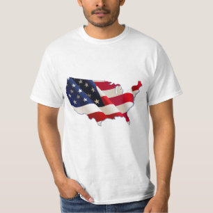 Vlag van de VS, Landkaart van Amerika, 4 juli T-shirt