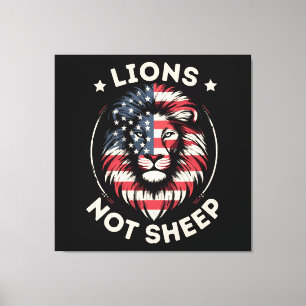 Vlag van de VS, LEEUWEN NIET SCHAPEN Canvas Afdruk