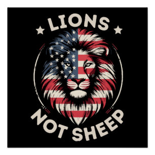 Vlag van de VS, LEEUWEN NIET SCHAPEN Perfect Poster