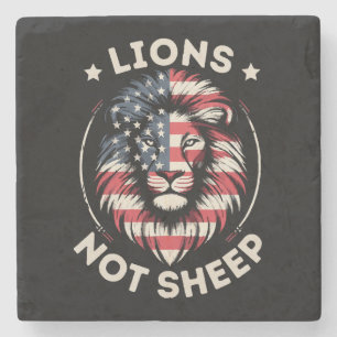 VLAG VAN DE VS, LEEUWEN NIET SCHAPEN STENEN ONDERZETTER