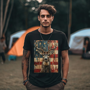 Vlag van de VS met hert T-shirt