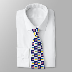 Vlag van de VS & Oekraïense Vlag Patroon Stropdas