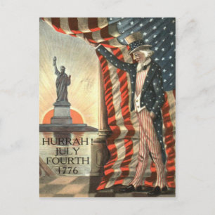 Vlag van de VS Oom Sam Standbeeld van de Vrijheid Briefkaart