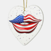 Vlag van de VS op glimlende Lips Ornament (Links)