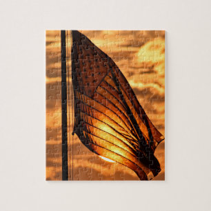 Vlag van de VS op zonsondergang - 8 x 10 - 110 pcs Legpuzzel