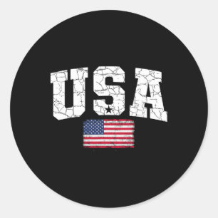 Vlag van de VS Patriottische 4e Juli Amerika Dag v Ronde Sticker