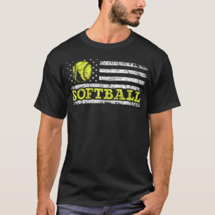 Vlag van de VS Patriottische Softbalspeler Amerika T-shirt