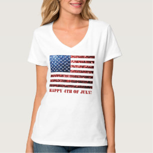 Vlag van de VS rode blauwe vonken 4 juli Aangepast T-shirt