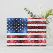 Vlag van de VS rood wit blauw glitters glanst Kaart (Staand voorkant)