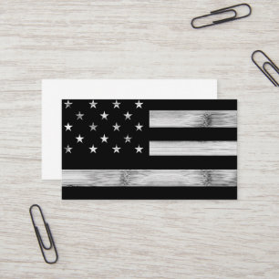 Vlag van de VS Rustiek Hout Zwart Wit Patriottisch Visitekaartje