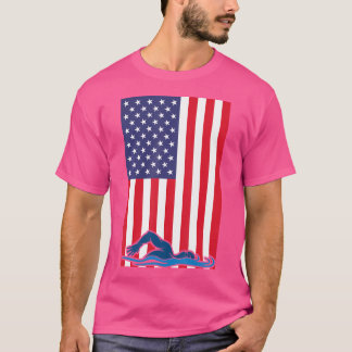 Vlag Van De Vs Zwem Sport Atleet Patriotische Zwem T-shirt