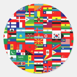 VLAG VAN DE WERELD RONDE STICKER