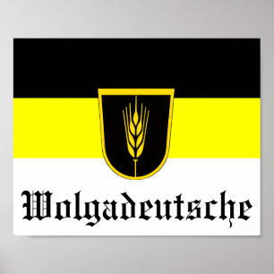 Vlag van de Wolgadeutsche (zwart-gele/witte versie Poster