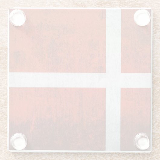 vlag van Denemarken Glazen Onderzetter (Achterkant)
