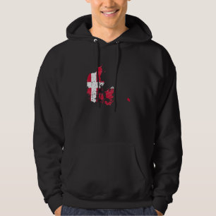 Vlag van Denemarken met kaart van Denemarken in no Hoodie