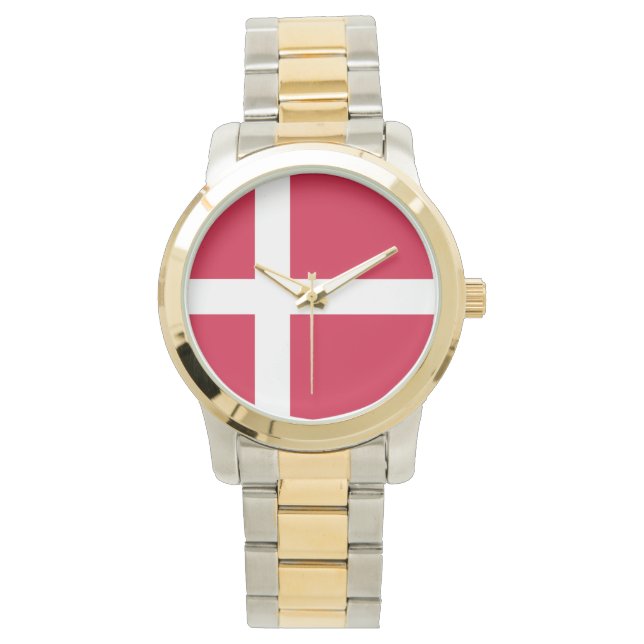 Vlag van Denemarken of Deense kleding Horloge (Voorkant)
