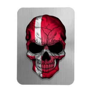 Vlag van Denemarken op een Steel Skull Graphic Magneet