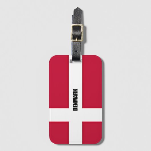 Vlag van Denemarken (rood en wit) Bagagelabel (Voorkant (verticaal))