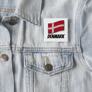 Vlag van Denemarken Vierkante Button 5,1 Cm