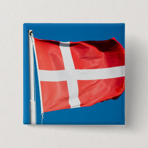 Vlag van Denemarken Vierkante Button 5,1 Cm