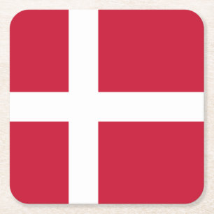 Vlag van Denemarken Vierkante Kartonnen Onderzetter