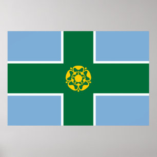 Vlag van Derbyshire (County of England, Verenigd K Poster