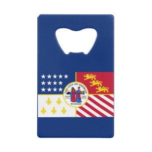 Vlag van Detroit, Michigan Credit Card Flesopener Kredietkaart Flessenopener
