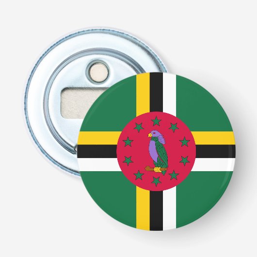 Vlag van Dominica Button Flesopener (Voorkant)